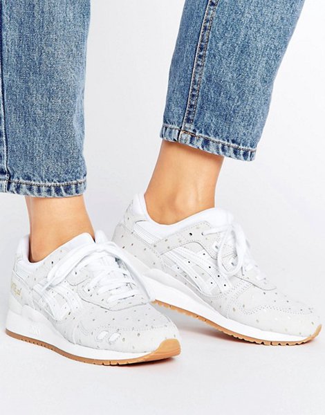 Asics White Suede Gel-Lyte Iii Trainers With Metallic Dots For Women