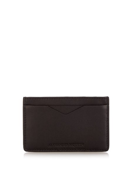 Cheap Alexander Mcqueen Black Ribcage-Embossed Leather Cardholder For Men Outlet