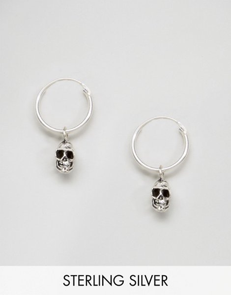 Cheap Kingsley Ryan Silver Skull Drop Hoop Earrings For Women Outlet