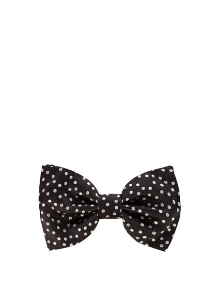 Designers Dolce & Gabbana Black Polka-Dot Silk Bow Tie For Men Outlet