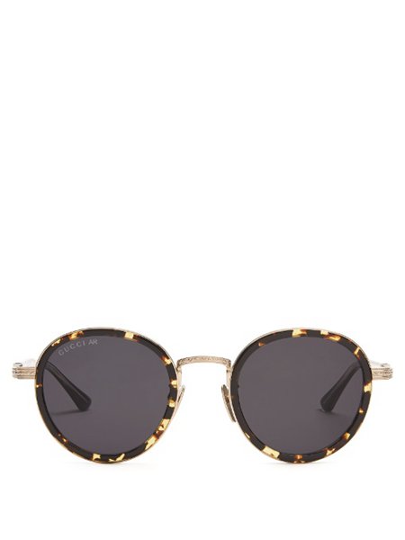 Discounts Gucci Tonal Brown Tortoiseshell Round-Frame Sunglasses For Men Outlet