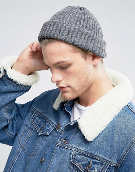 Discounts River Island Charcoal Fisherman Beanie For Men On Sale