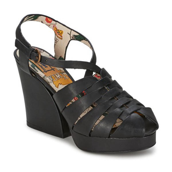 Miss L'fire Bolero Black Sandals For Women