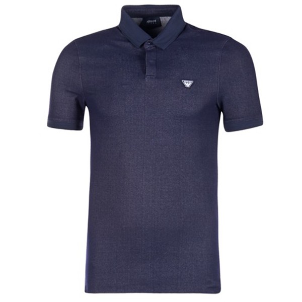 New Trendy Armani Jeans Makeroba Blue Short Sleeve Polo Shirt For Men Online Sale