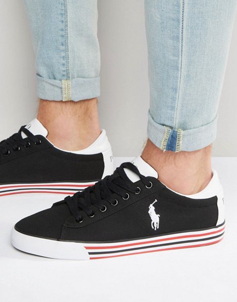 Polo Ralph Lauren Black Harvey Low Trainers For Men Online Sale
