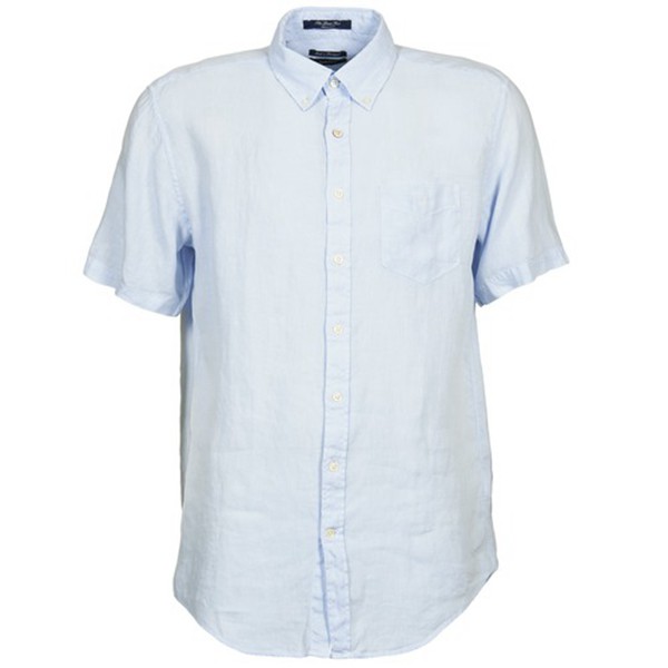 Stylish Gant The Linen Blue Short Sleeve Shirt For Men Outlet