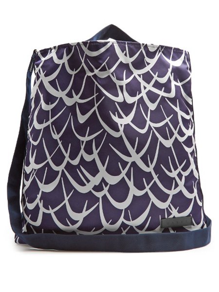 Stylish Marni Royal Blue Boomerang-Print Nylon Tote For Men On Sale