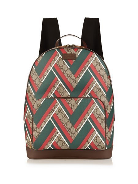 The Hottest Styles Gucci Beige Dark Brown Gg Supreme Chevron-Print Backpack For Men Outlet