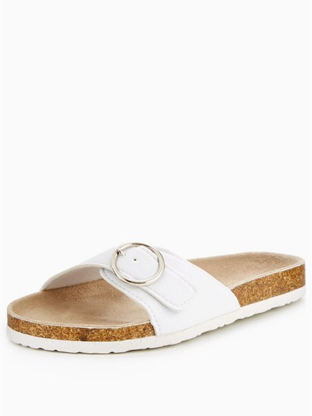V By Very Tabby Footbed Twist Flat White Sandals For Women