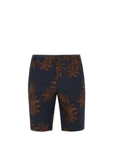 Vince Green Leaf-Print Cotton-Poplin Shorts For Men Sale