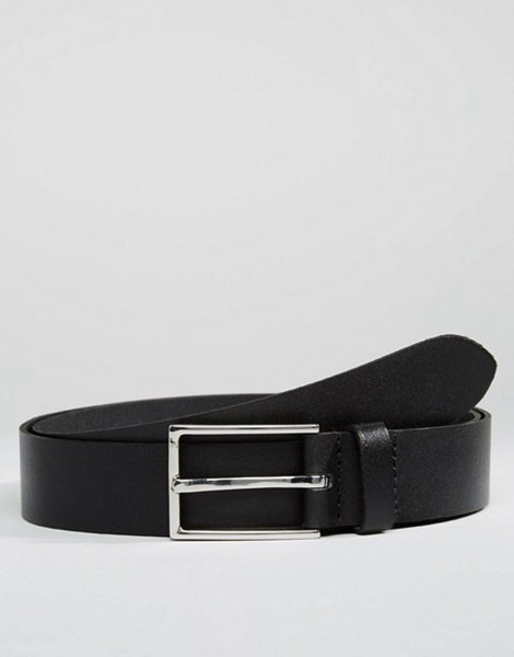 Asos Black Smart Slim Leather Belt For Men Online