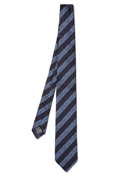 Cheap Dunhill Navy Wide-Striped Silk Tie For Men Online