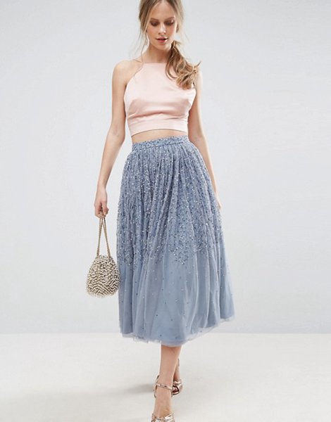 Designers Asos Blue Tulle Prom Skirt With Embellishment For Women