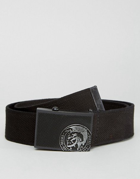 Designers Diesel Black Logo B-Sunrise Webbing Belt For Men Sale