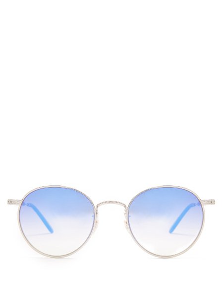 Garrett Leight Silver Wilson Round-Frame Sunglasses For Men Online Sale