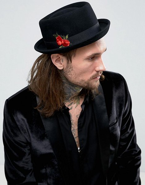 Latest Asos Black Pork Pie Hat For Men Online Sale