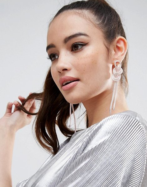 Latest Asos Pink Knot Chain Earrings For Women Online Sale