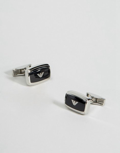 Latest Emporio Armani Silver Logo Cufflinks For Men