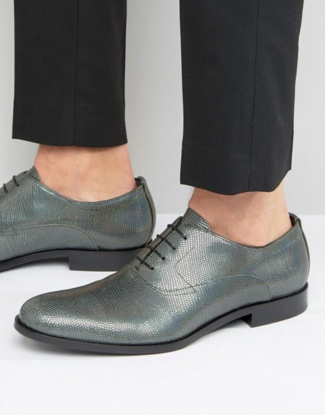 Latest Hugo By Hugo Boss Silver Sigma Snake Metalic Oxford Shoes For Men On Sale