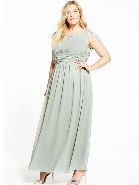 Little Mistress Curve Waterlilly Cap Sleeve V-Neck Crochet Maxi Dress For Women Outlet