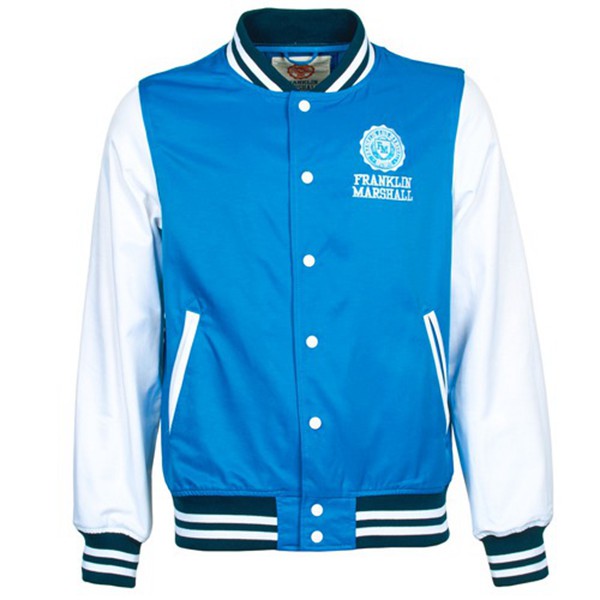 New Trendy Franklin & Marshall Blue/White Jacket For Men On Sale