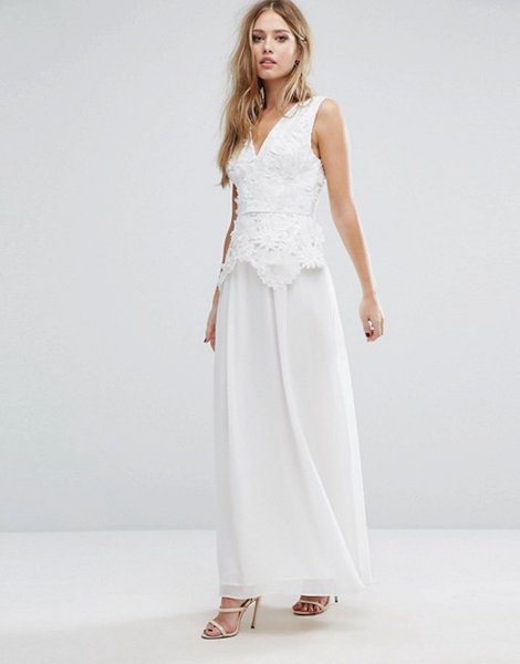 New Trendy French Connection Summer White Manzoni Lace Maxi Dress For Women