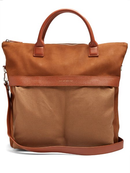 New Trendy Want Les Essentiels Tan Brown O'hare Ii Suede Tote For Men Online Sale