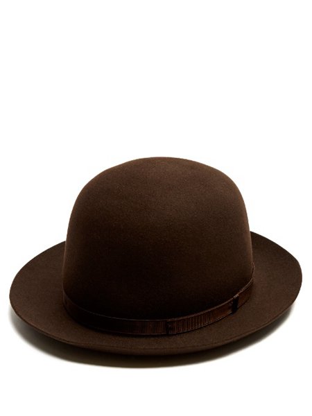 Stylish Borsalino Mahogany Brown Alessandria Medium-Brim Felt Hat For Men On Sale