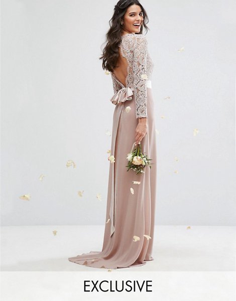 Tfnc Mink Wedding Lace Maxi Dress With Bow Back For Women Outlet