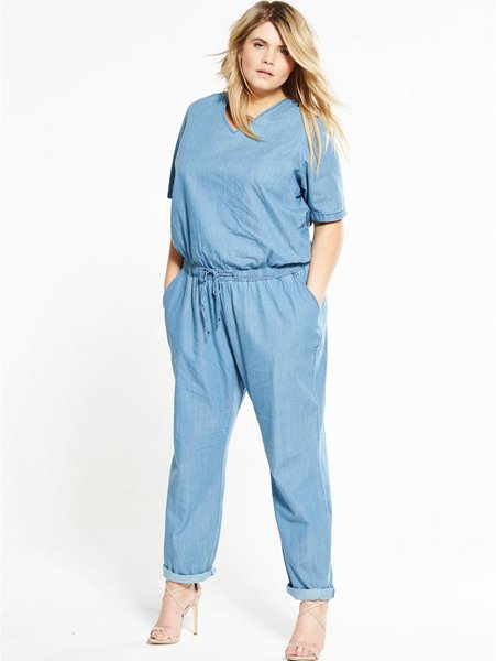 The Most Popular Junarose Denim Curve Tie Waist Jumpsuit For Women Outlet