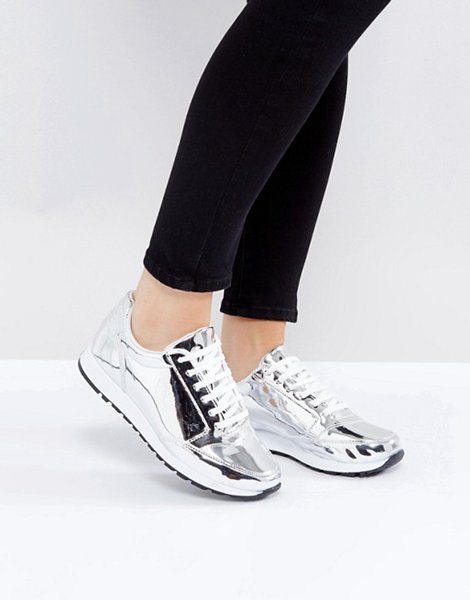 Asos Silver Deed Trainers For Women
