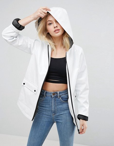 Asos White Vinyl Rain Mac With Mesh Lining For Women Outlet
