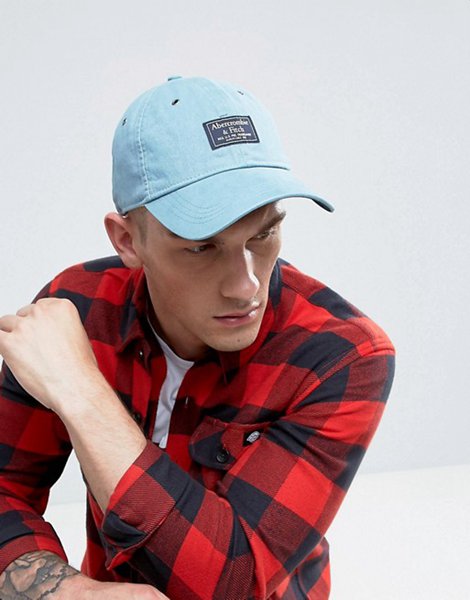 Designers Abercrombie & Fitch Light Blue Twill Cap Patch Logo For Men Online