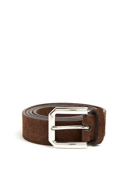 Designers Brunello Cucinelli Sepia Brown Brushed-Suede Belt For Men Outlet