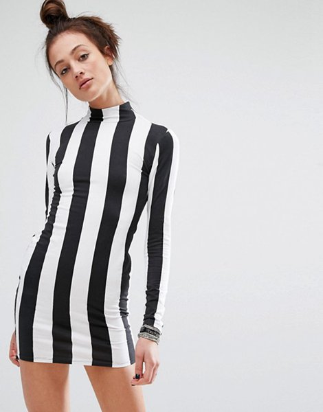 Designers Motel Black Bodycon Dress With Long Sleeve For Women Sale