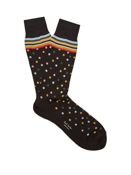 Designers Paul Smith Black Polka-Dot Cotton-Blend Socks For Men Outlet