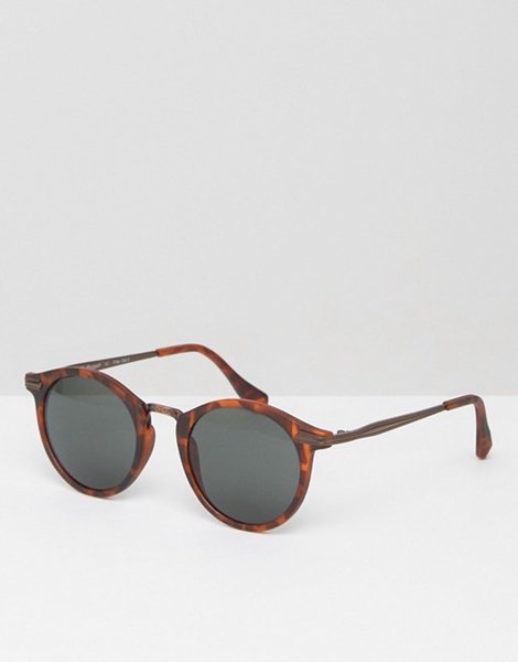 Discounts Aj Morgan Matte Tortoise Round Sunglasses For Men On Sale