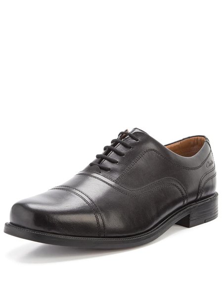 Discounts Clarks Beeston Cap Standard Fit Black Leather Lace Up Shoes For Men Online
