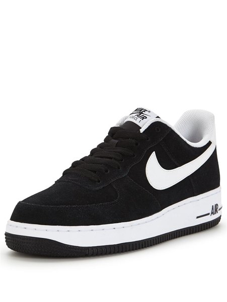 Discounts Nike Air Force 1 07 Suede Black/White Trainers For Men Outlet