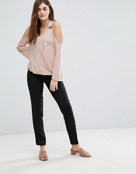 Look Black Stretch Slim Leg Trousers For Women