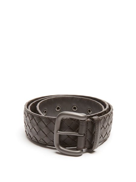 New Trendy Bottega Veneta Chocolate Brown Intrecciato Leather 4cm Belt For Men
