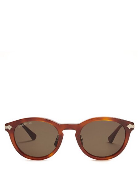 New Trendy Gucci Tonal Brown Round-Frame Tortoiseshell Sunglasses For Men