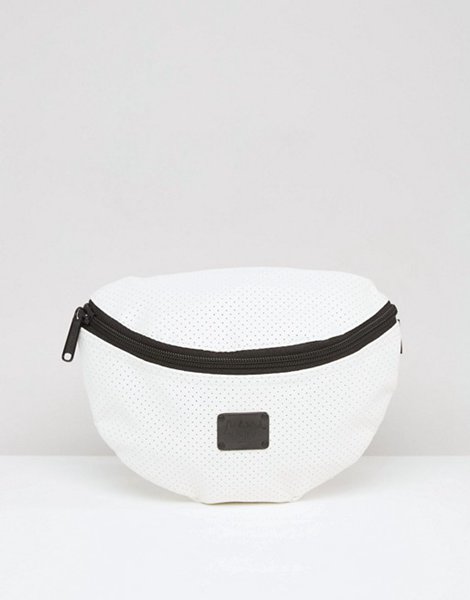 New Trendy Spiral White Perforated Fabric Bumbag For Men On Sale