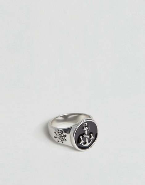 Stylish Designb Silver Anchor Signet Ring For Men On Sale