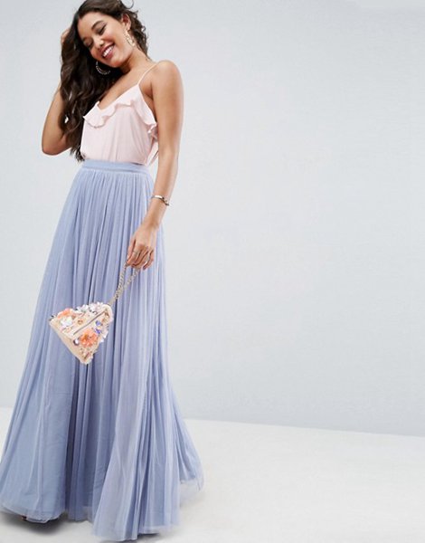 The Hottest Styles Asos Blue Tulle Maxi Prom Skirt For Women Online