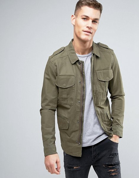 The Hottest Styles Jack & Jones Olive Night Vintage Military Field Jacket For Men On Sale