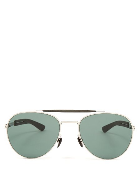The Hottest Styles Mykita Silver Tone Mylon Sloe Stainless-Steel Aviator Sunglasses For Men Sale
