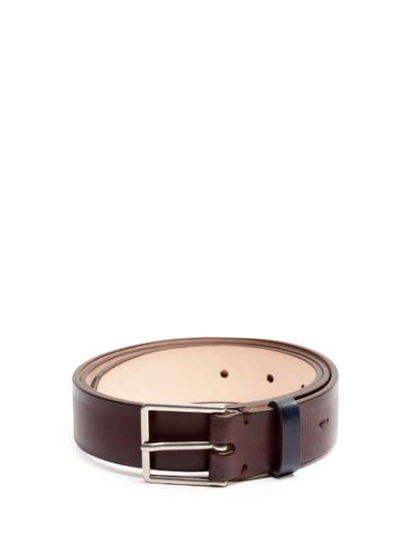 The Hottest Styles Paul Smith Dark Brown Hand-Burnished Leather Belt For Men Outlet