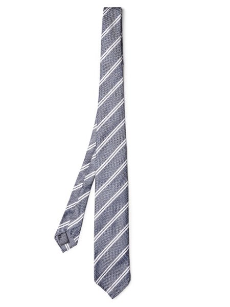 The Most Popular Dunhill Navy White Double-Striped Silk Tie For Men On Sale