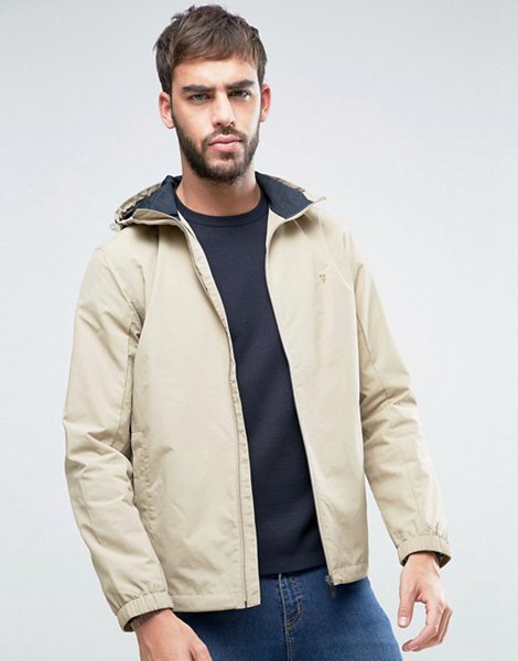 The Most Popular Farah Beige Newbern Hooded Rain Jacket For Men